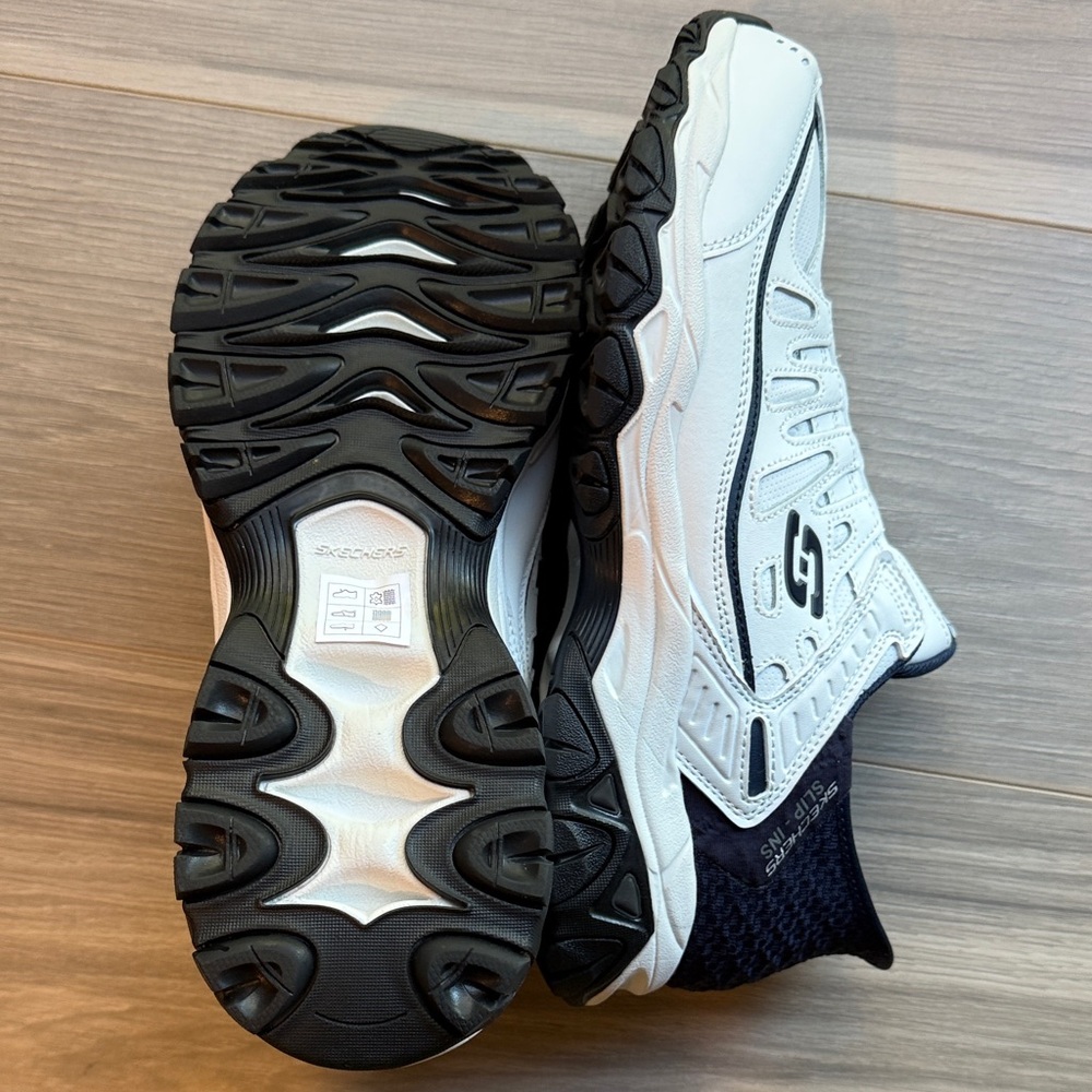Skechers Men's White/ Navy Afterburn Slip-In Trail Running Sneakers Size 10.5 - Picture 5 of 5